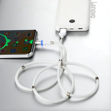 Load image into Gallery viewer, Self Winding Magnetic Charging Cable Type C Micro 8Pin USB Cable 3A Fast Charging Cable