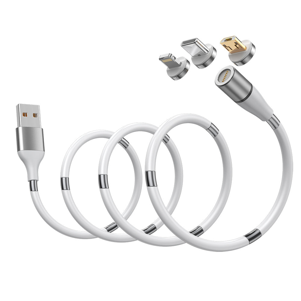 Self Winding Magnetic Charging Cable Type C Micro 8Pin USB Cable 3A Fast Charging Cable