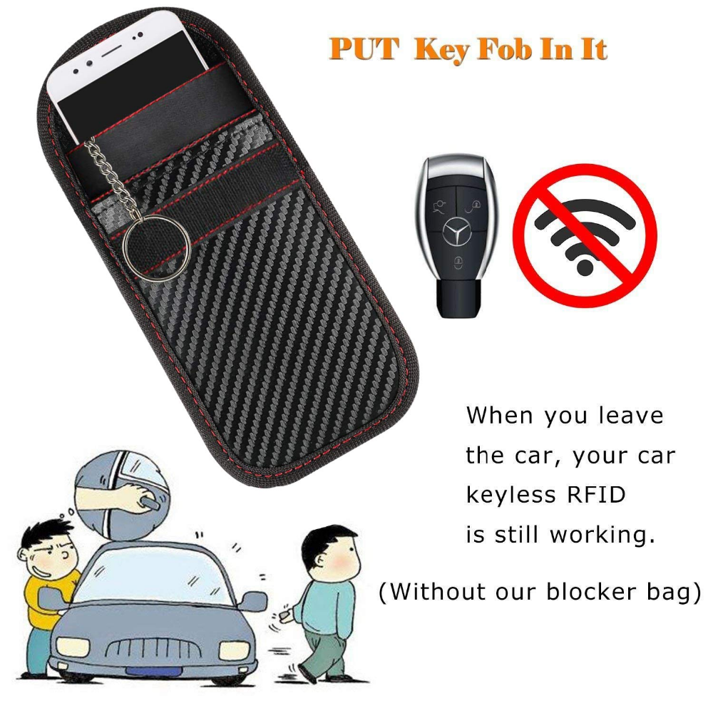 Carbon fiber Anti-theft, RFID Blocking, Credit Card Faraday Bag Pouch